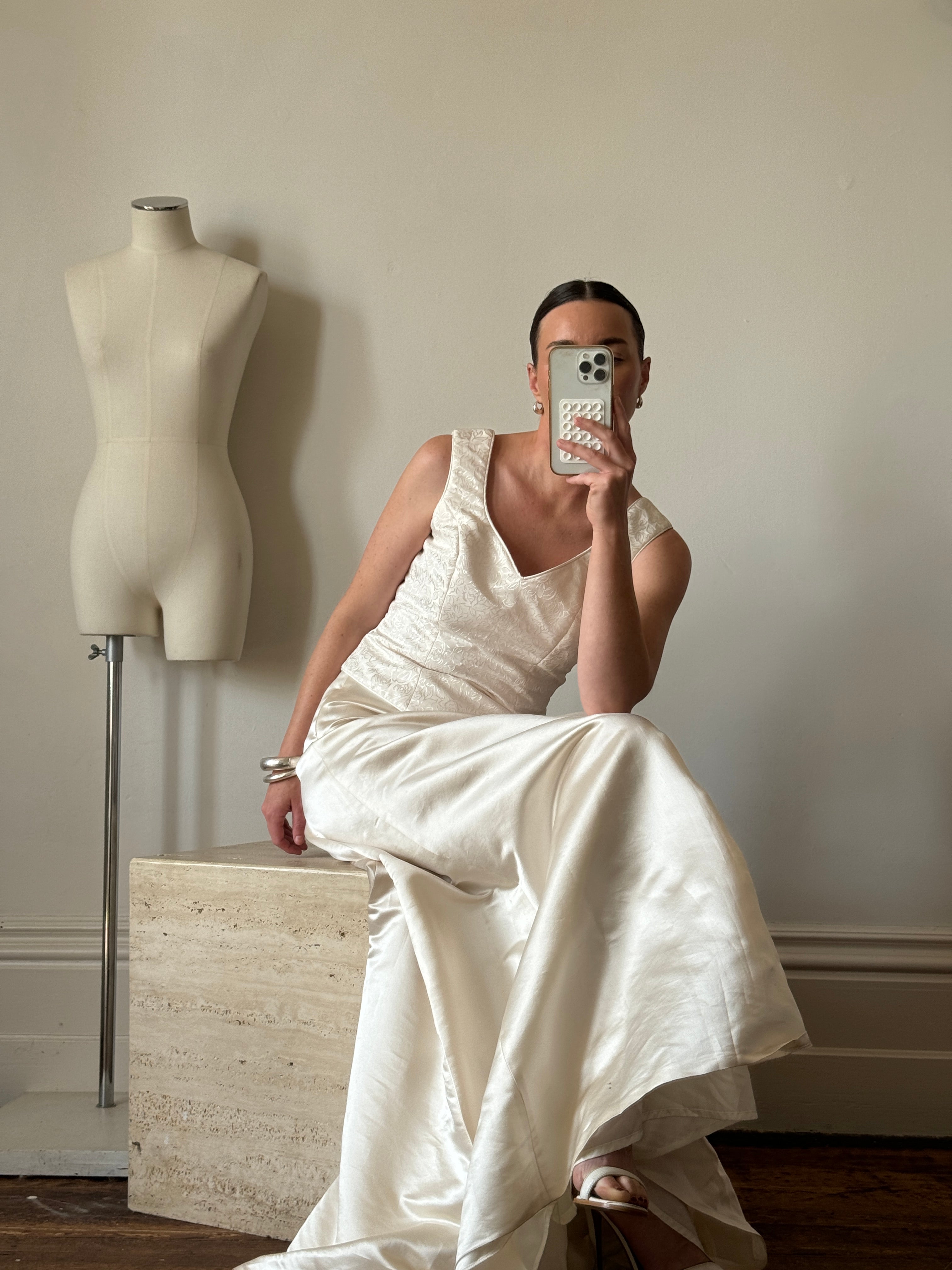 Vintage 90s Classic Satin Bridal Skirt