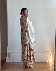 Vintage 70s Cream Oriental Floral Robe