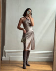 Vintage 90s Australian Made Bronze Satin Party Dress