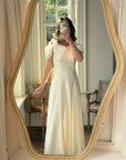 Vintage 90s Crepe Rosette Wedding Dress