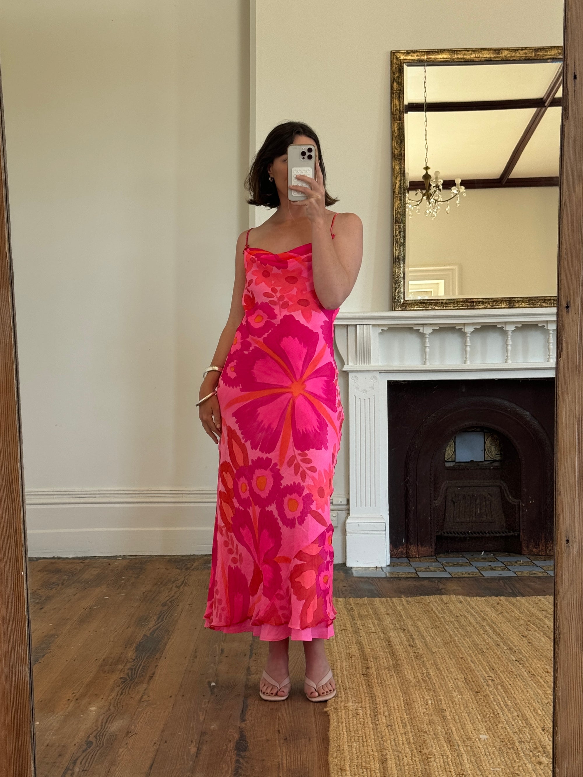 Vintage Y2K Jenny Packham London Pure Silk Slip Dress Sunset