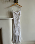 Vintage 90s Fairy Cowl Neck Wedding Dress With Hand Beaded Vine Embroidery