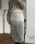 Vintage 70s Knit Batwing Midi Dress Black and Cream