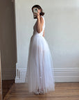 Vintage 40s Tulle Lace V Neck Daisy Wedding Dress