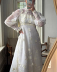 Vintage 60s 3D Creme Floral Applique Wedding Dress