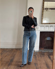 Vintage 90s Cropped Zip Front Leather Jacket