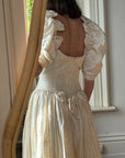 Vintage Puff Sleeve Rosette Bridal Gown