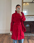 Vintage 90s Red Mid Length Trench Coat