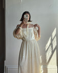 Vintage 70s Prairie Lace Wedding Dress Creme