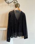 Vintage 90s Sheer Beaded Blouse Black