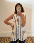 Vintage Tailored Blue and Oat Stripe Vest