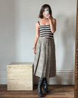 Vintage Wool Tartan Midi Skirt