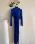Vintage 80s Royal Blue Long Sleeve Fringe Dress