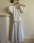 Vintage 80s Asymmetrical Taffeta Drop Waist Wedding Dress