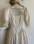 Vintage 90s Silk Puff Sleeve Embroidered Wedding Dress
