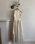 Vintage 90s Brocade High Front Satin Wedding Gown Champagne