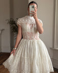 Vintage 50s Sheer Brodiere Anglaise Tiered Wedding Dress