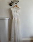 Vintage 40s Tulle Lace V Neck Daisy Wedding Dress