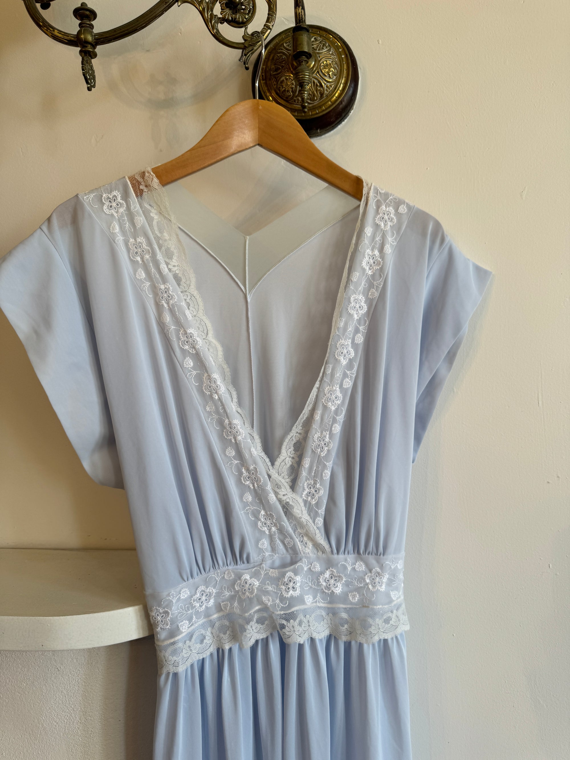 Vintage Sheer Blue V Neck Slip Dress