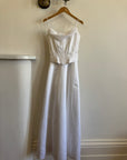 Vintage 90s Satin Jacquard Corset Wedding Dress