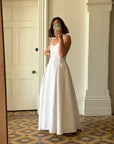 Vintage 90s Satin Strappy Pleated Wedding Dress