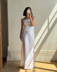 Vintage 90s Beaded Satin Two Piece Wedding Set