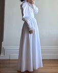 Vintage 70s Taffeta Frill Wedding Dress with Bow