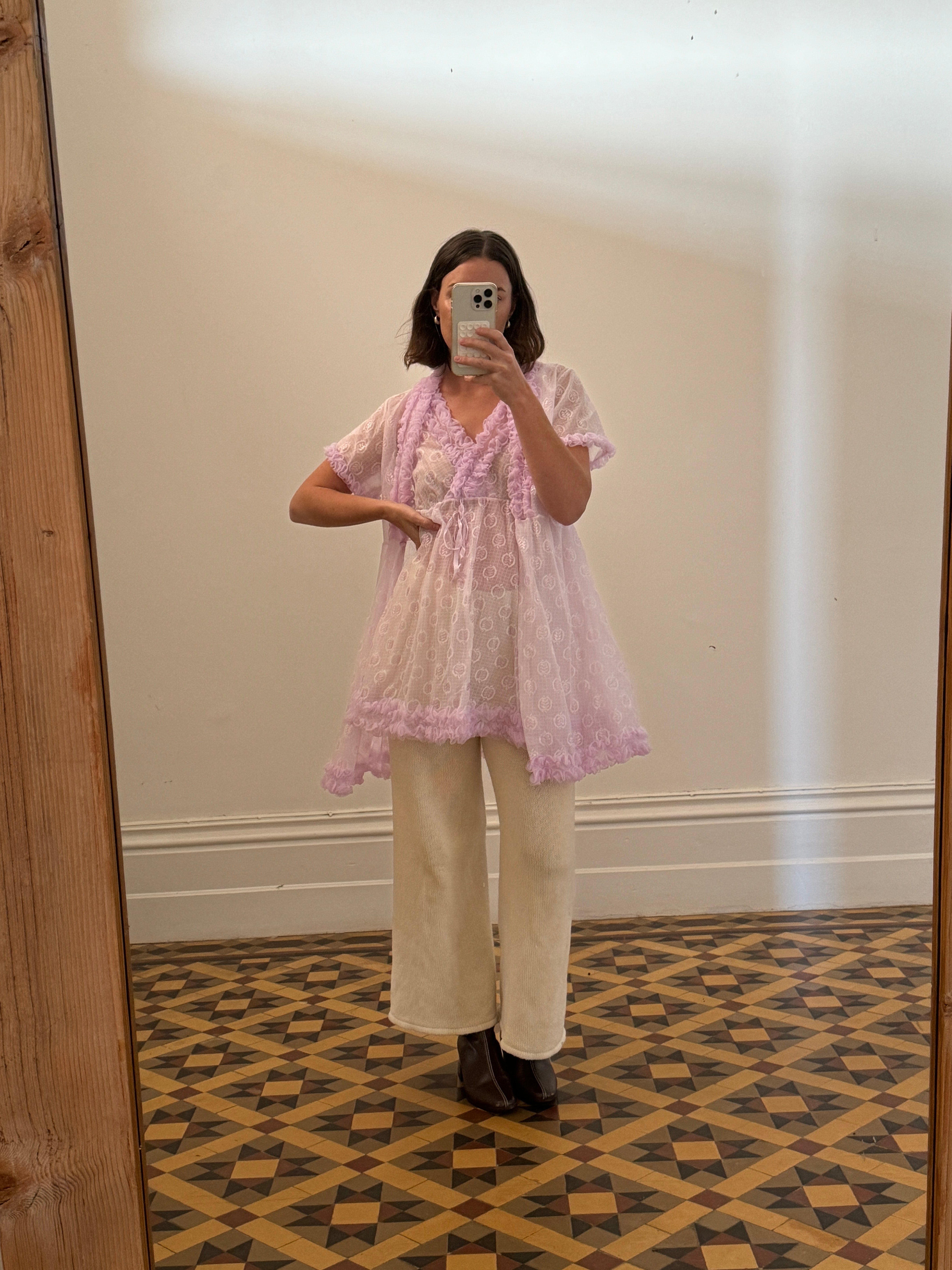 Vintage 50s Frou Frou Lilac Dress and Cape Set