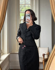 Vintage 90s Escada Pinstripe Wool Butterfly Tailored Set