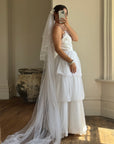 Vintage 70s Tiered Bubble Chiffon Wedding Dress