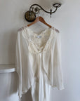 Vintage 90s Satin and Lace Slip and Cape Set Ivory