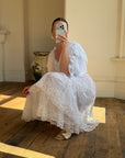 Vintage 70s Tiered Lace Wedding Dress Crisp White