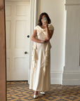 Vintage Stretch Ruffle Boat Neck Wedding Dress
