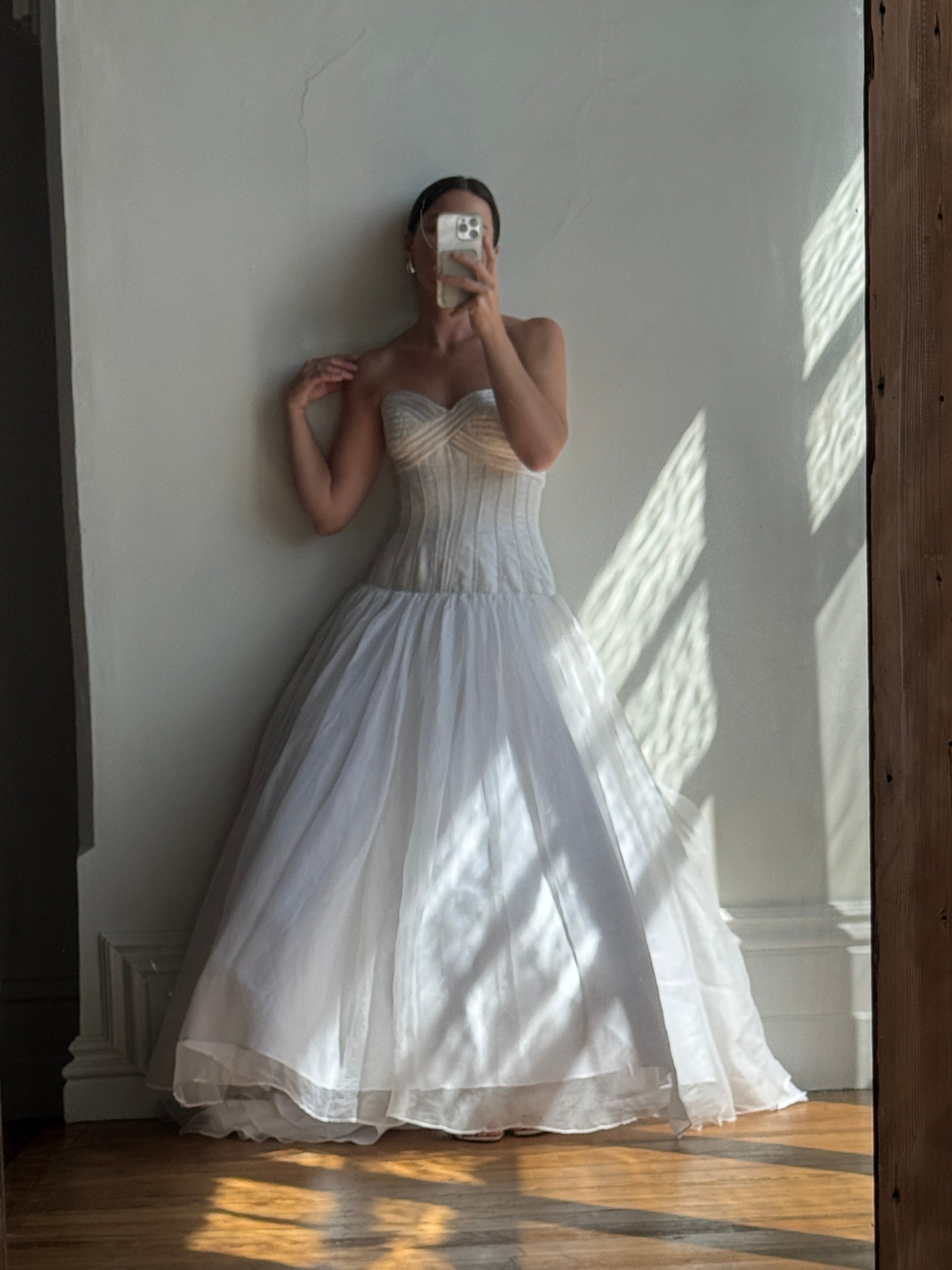 Vintage Y2K Pure Silk Drop Waist Princess Wedding Gown