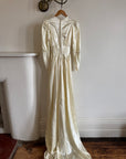 Vintage 40s Satin Minimalist Wedding Gown Creme