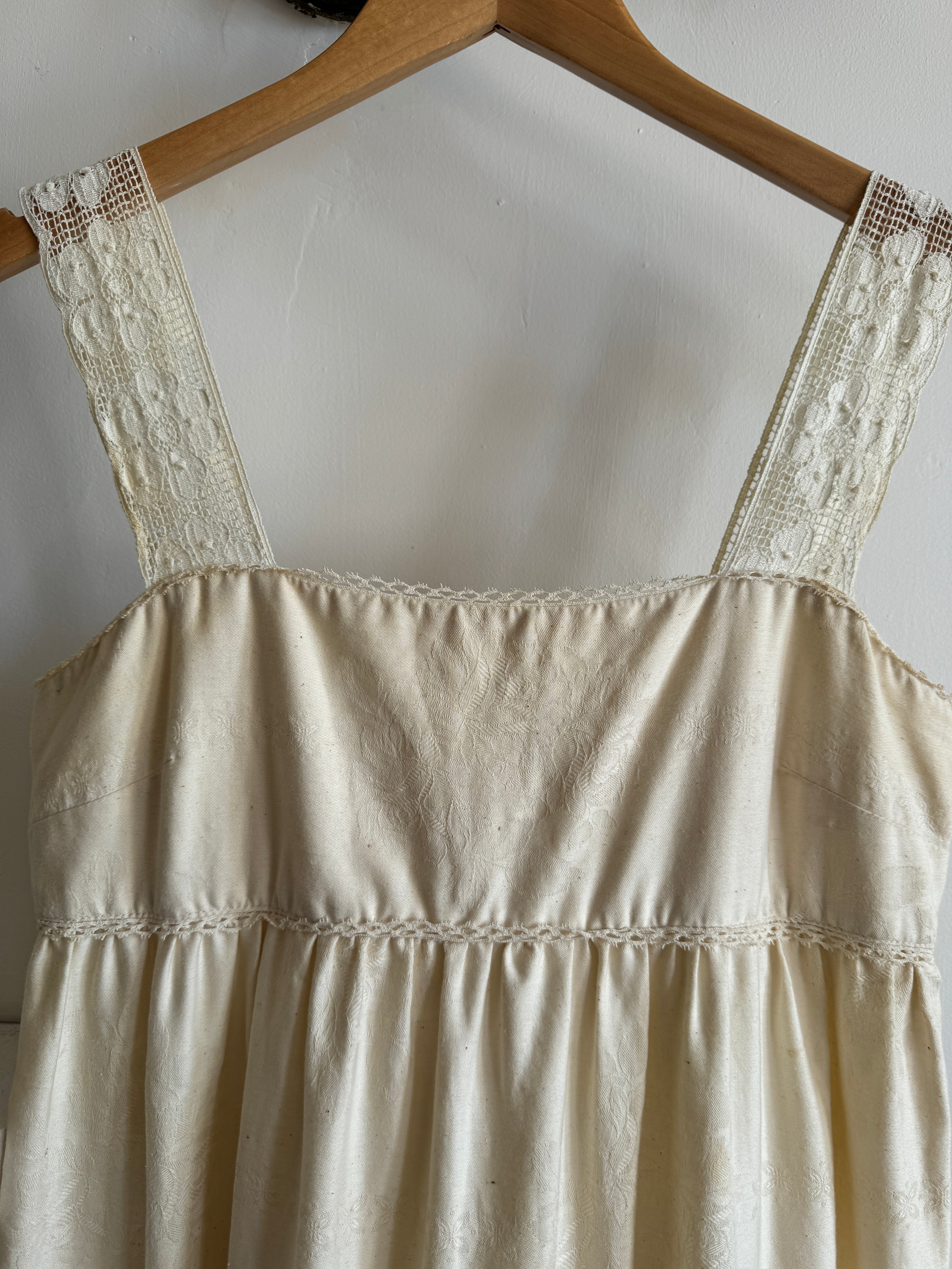 Vintage 70s Cotton Sundress Creme