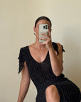 Vintage 90s Crinkle Sheer Fairy Dress Noir
