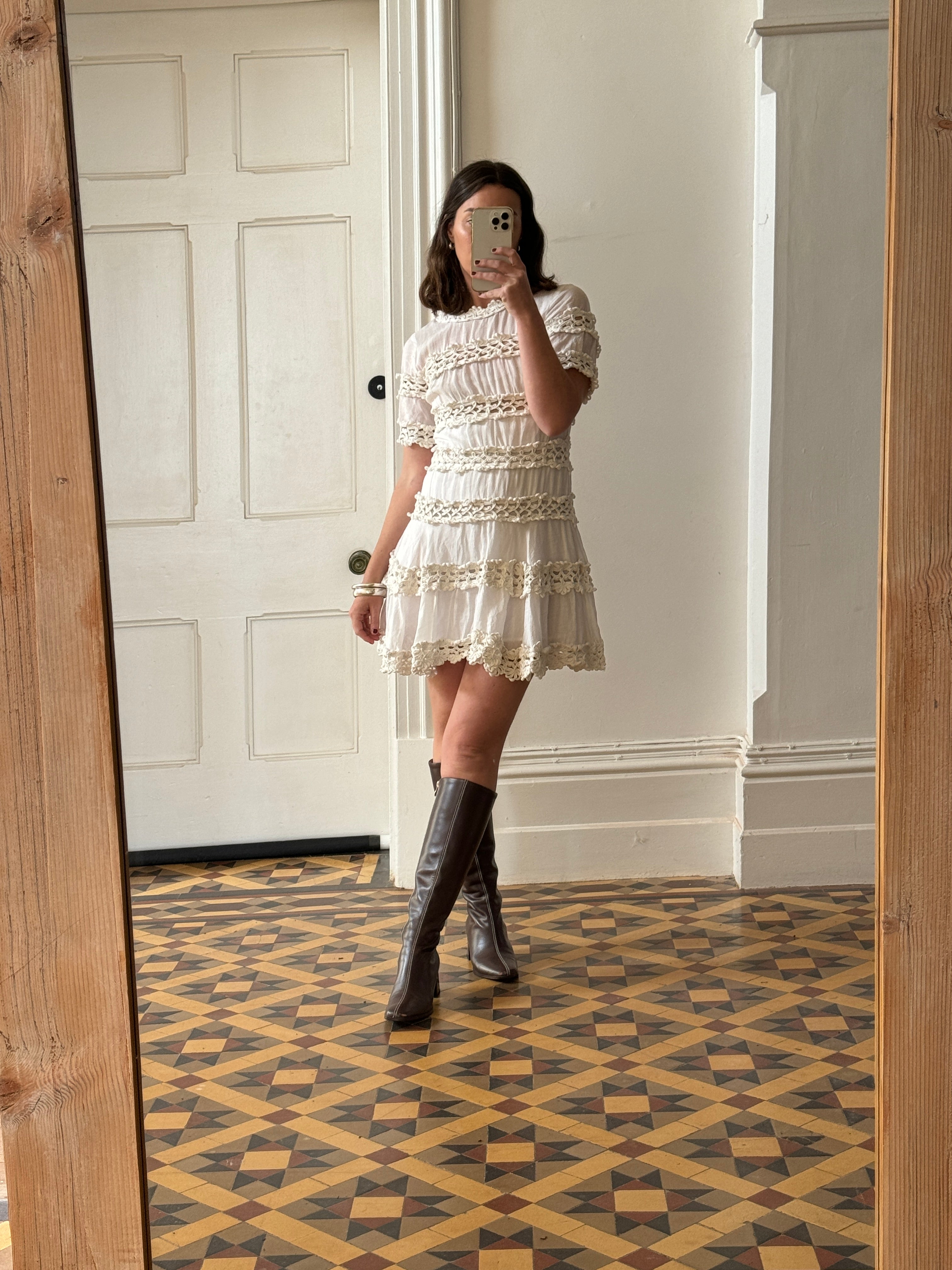 Vintage Crochet Rope Fit and Flare Mini Dress