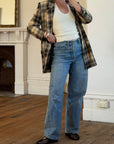 Vintage 90s Plaid Blazer Navy, Burgundy and Cream