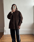 Vintage 90s Chocolate Suede Leather Boxy Jacket