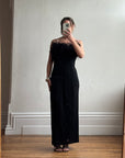 Vintage 90s Lurex Ostrich Feather Dress Noir