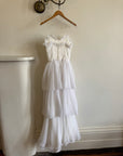 Vintage 70s Tiered Bubble Chiffon Wedding Dress