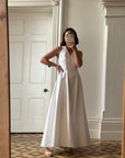 Vintage 90s Satin Halter Wedding Dress With Daisies