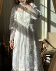 Vintage 70s Crochet Lace Mesh Maxi