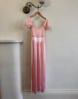 Vintage 30s Baby Pink Liquid Satin Slip with Creme Lace Trim