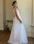 Vintage 90s Scoop Neck Floral Wedding Dress