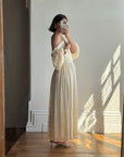 Vintage 70s Prairie Lace Wedding Dress Creme