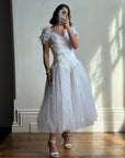 Vintage 80s Basque Waist Tinkerbell Wedding Gown