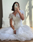 Vintage 80s Basque Waist Tinkerbell Wedding Gown
