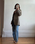 Vintage 60s Wool Blend Brown Herringbone Blazer